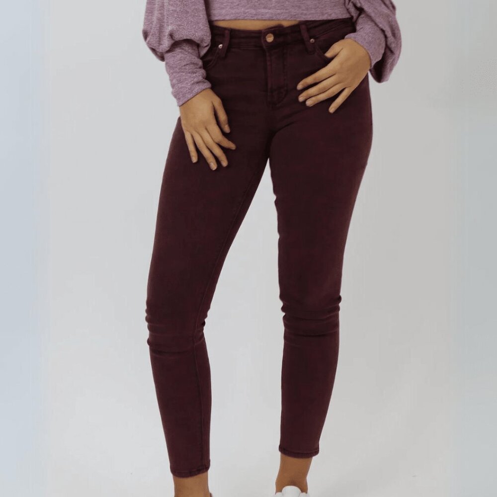 Dear John Gisele Skinny Ankle Jeans in Burgundy Cabernet
